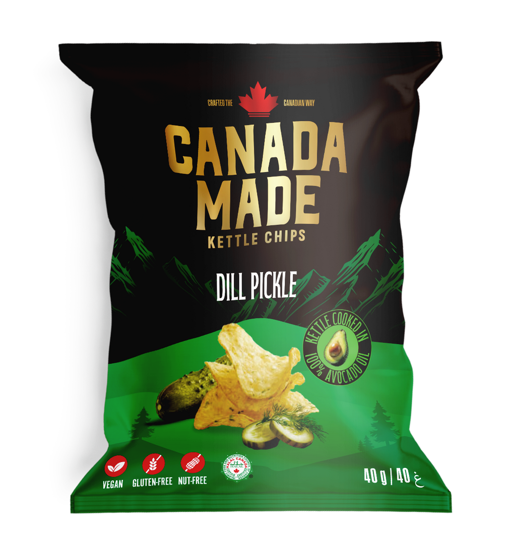 Canada Made Avocado Oil Kettle Cooked Dill Pickle Potato Chips 40g bag
