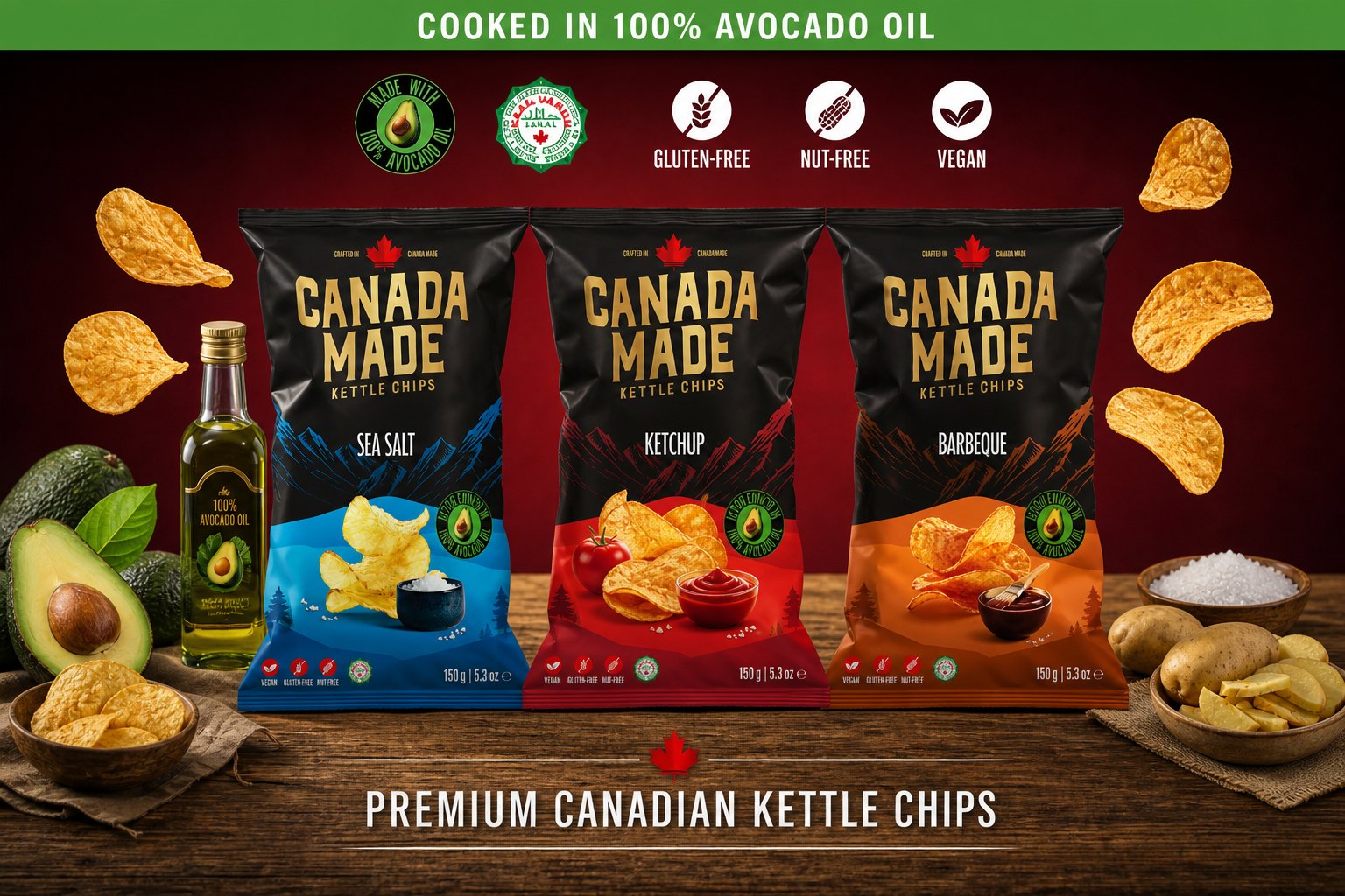Premium Canadian kettle chips — Canada Made
